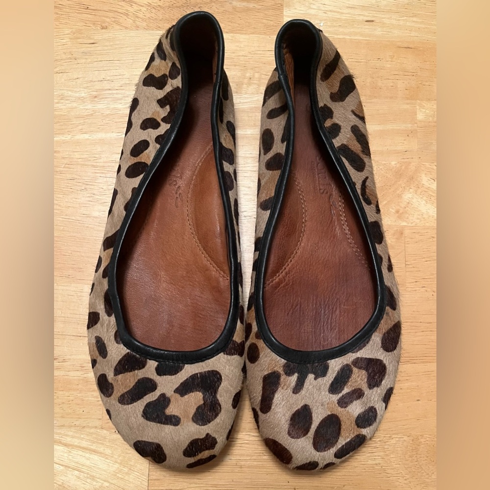 GENTLE SOULS x KENNETH COLE Brown Leather Pony Hair Animal Print Flat SlipOn 8.5